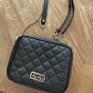 Itzy Ritzy Black Quilted Crossbody Bag with Gold Chain
